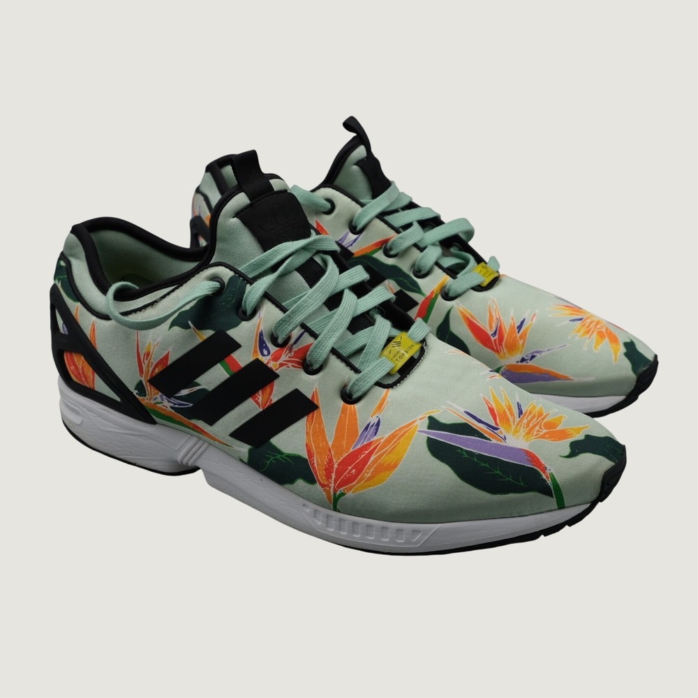 Adidas ZX Flux Bird of Paradise B34468 Size 13 Mint Green Tropical Sneaker